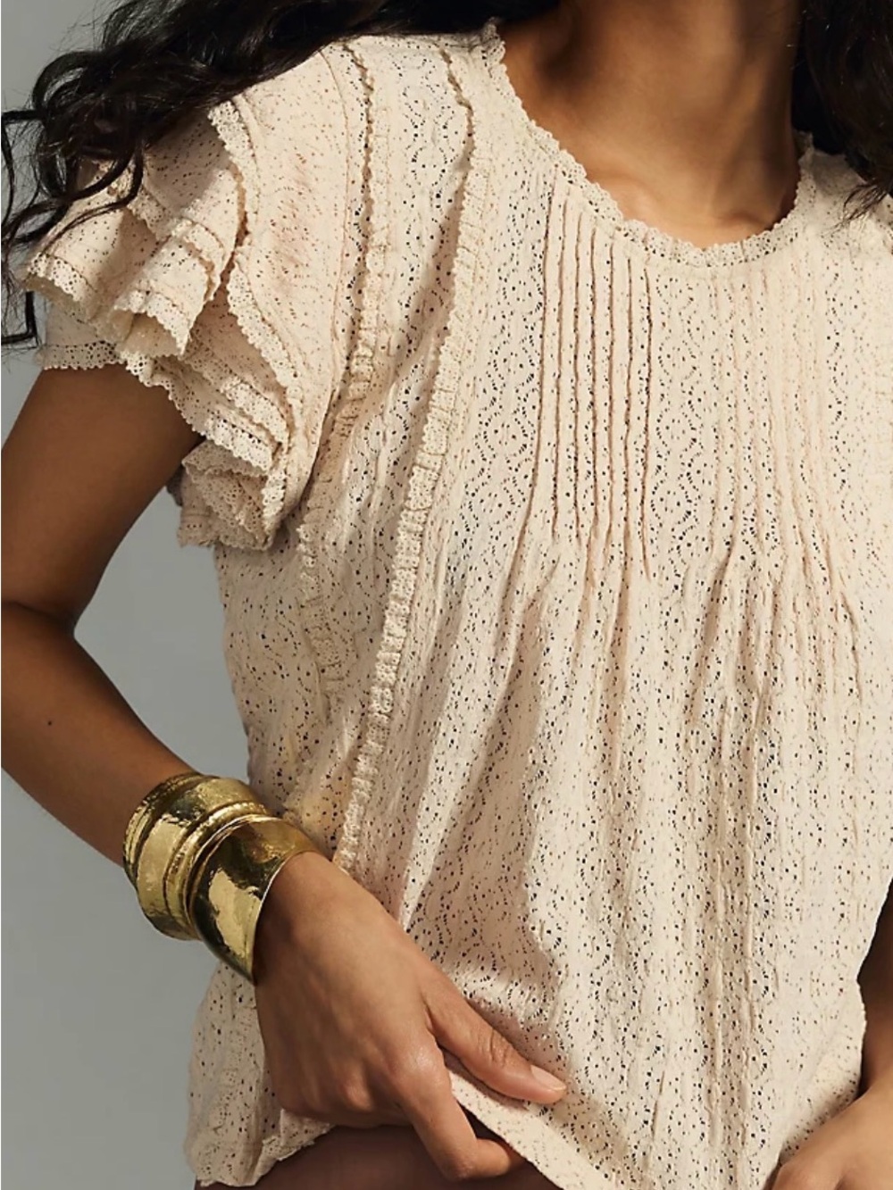 By Anthropologie | Pintuck Lace Blouse
